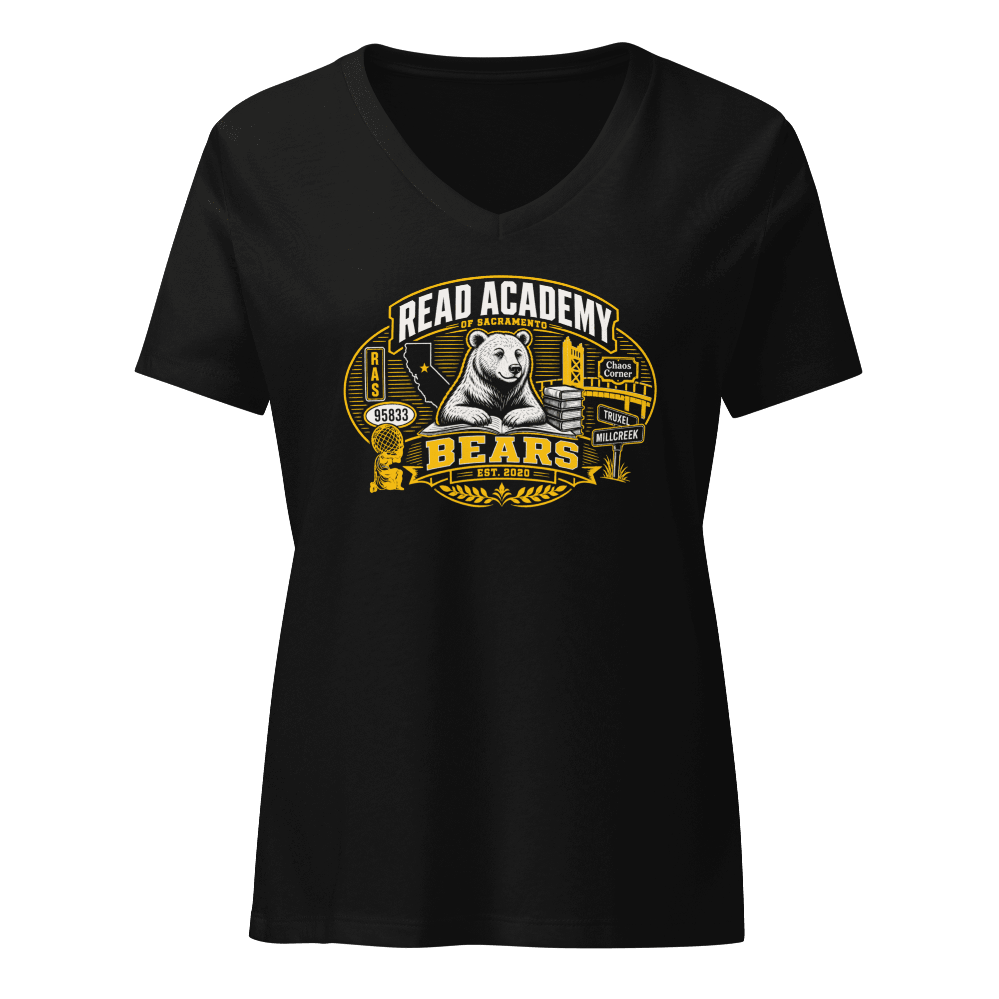 Chaos Bear Women’s relaxed v-neck t-shirt - Image 2