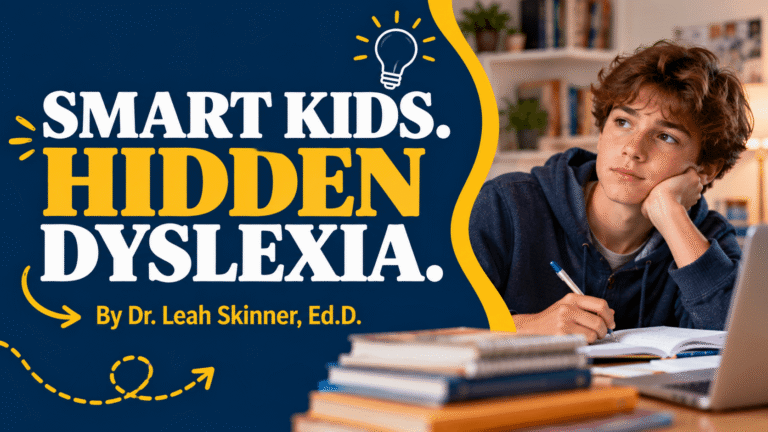How Smart Kids Hide Dyslexia Until High School video explainer by Dr. Leah Skinner, ED.D