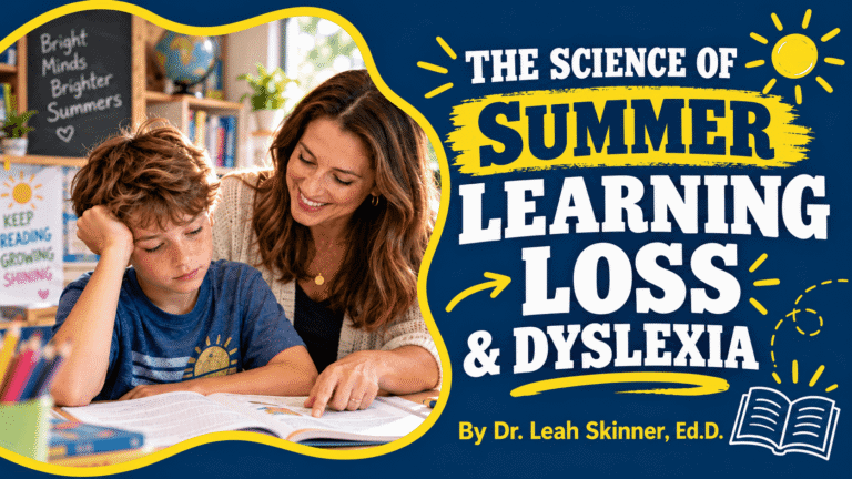 Why Summer Hits Dyslexic Kids Harder video explainer by Dr. Leah Skinner, ED.D